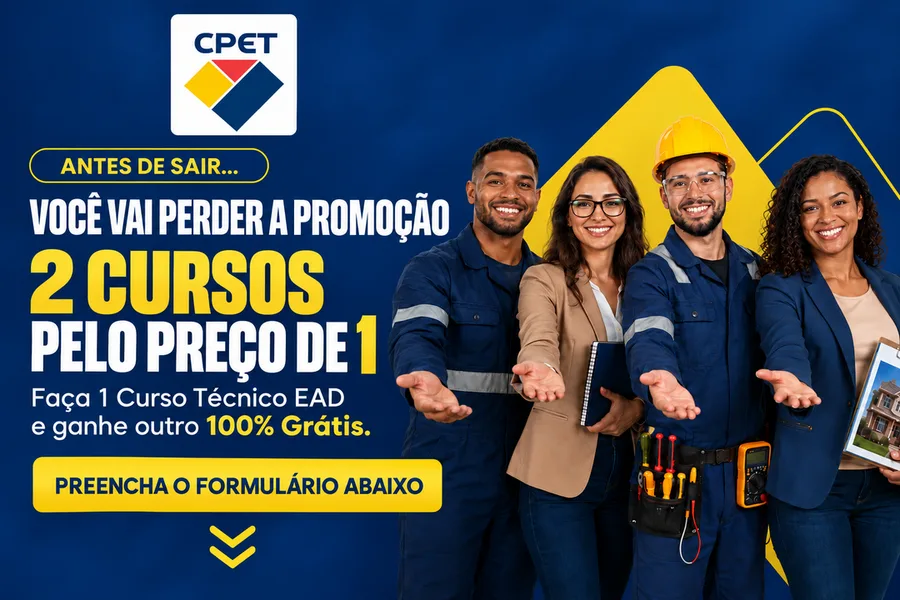 Antes de sair: 2 cursos pelo preço de 1. Faça 1 curso técnico EAD e ganhe outro 100% grátis.